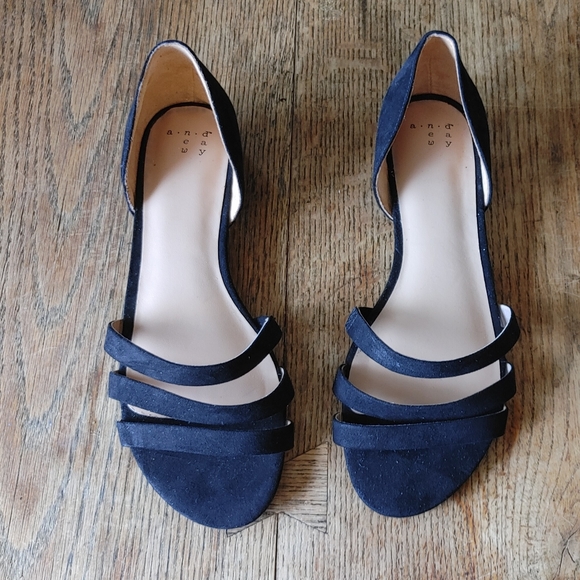 Women's Black Slip On Sandal Ballet Flats - Picture 4 of 8